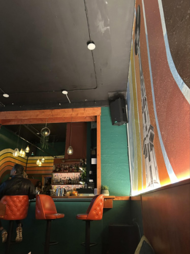 View of the colorful interior of Revelry Room