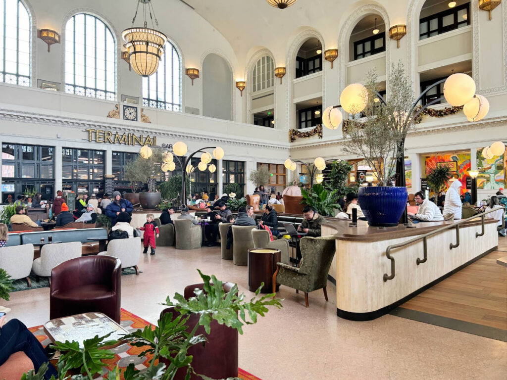 View of people inside the Denver Union Station