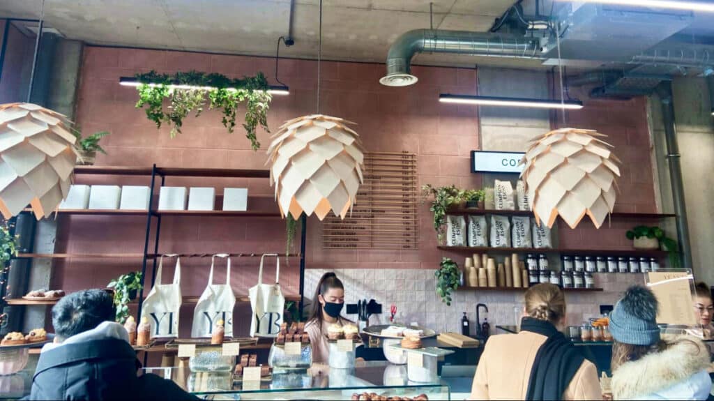 View of the aesthetic urban industrial interior of Yeast Bakery