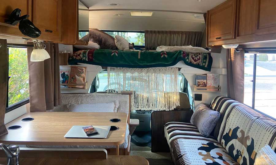 View of the author's motorhome during her road trip in California