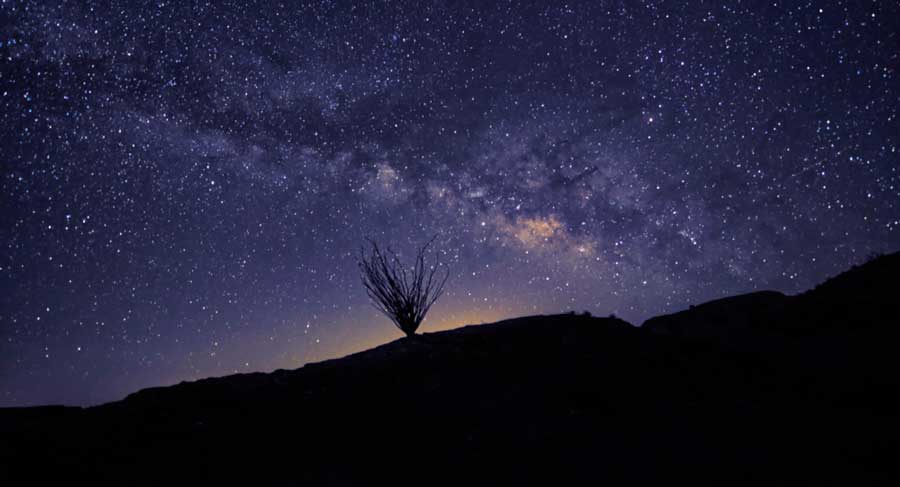 View of bright stars at eh night sky in San Diego