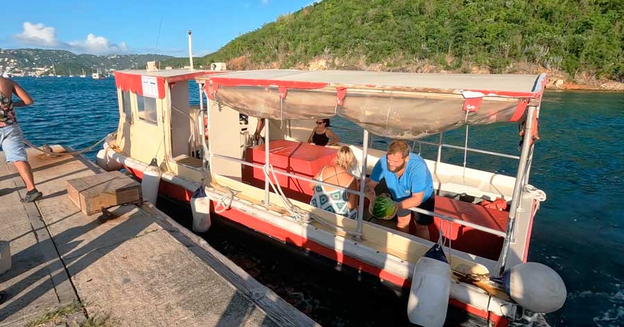 People on a small ferry going to Water Island from St. Thomas