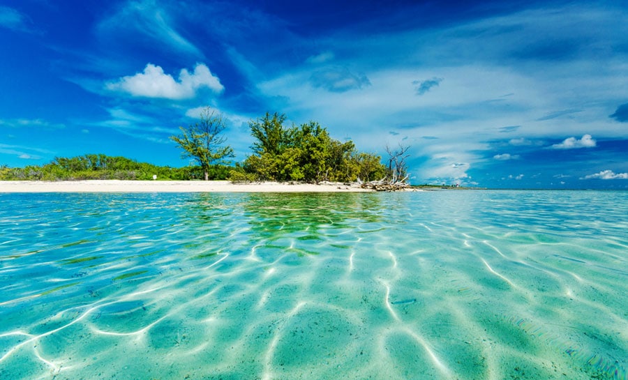 View of the islands of Bimini with a clear blue water that surrounds it