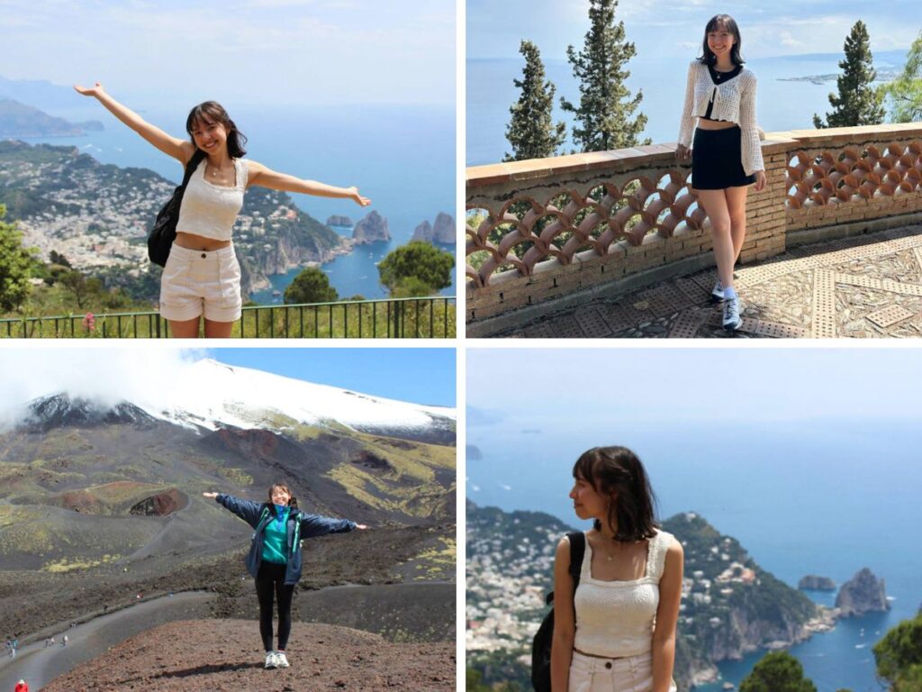 A photo collage of Lea Rose Allbaugh in Italy