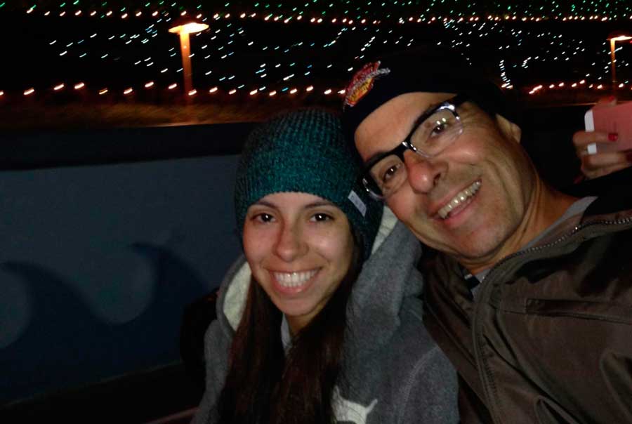The author's family member during a ride at the It's a small world attraction in Disneyland