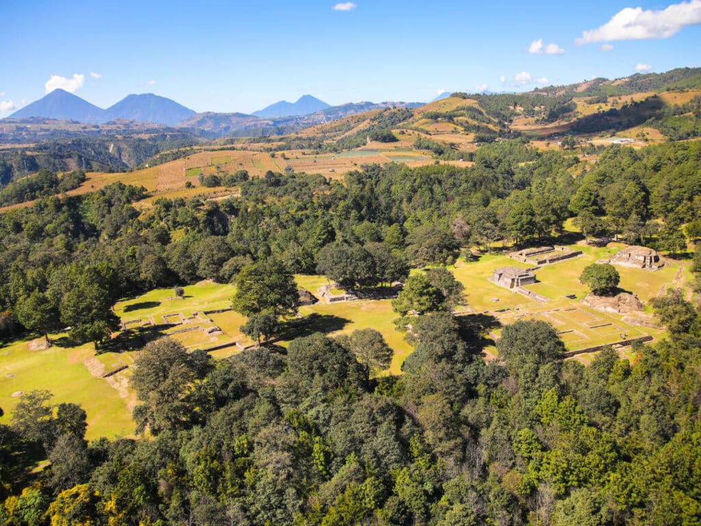 Overlooking view of the Iximché Ruins