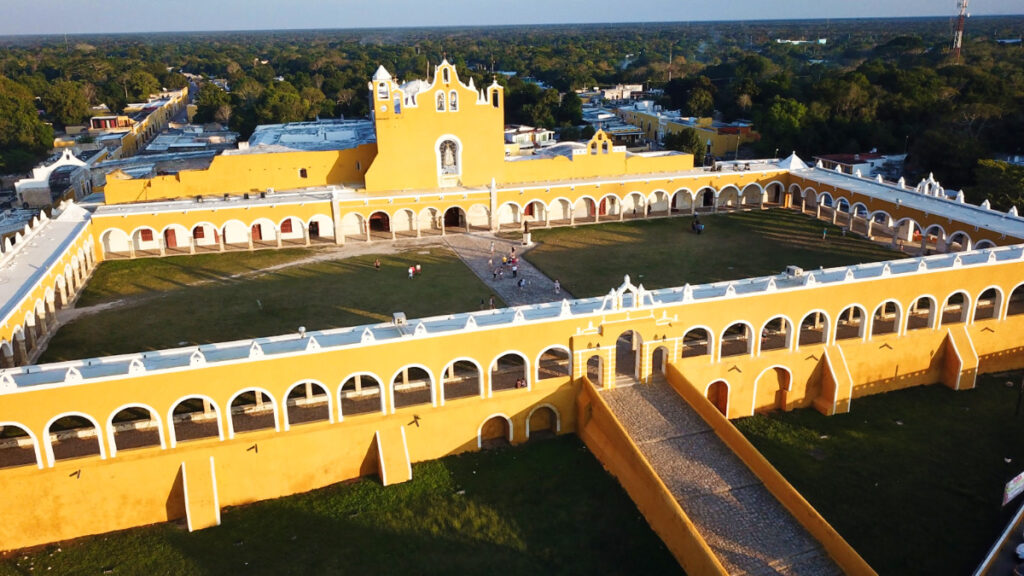 Aerial view of Izamal in Valladolid, Mexico