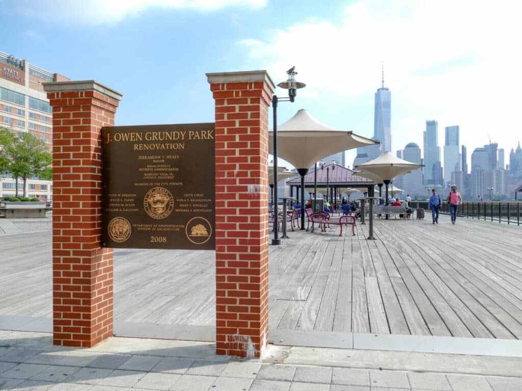 View of the signage at the J. Owen Grundy Park