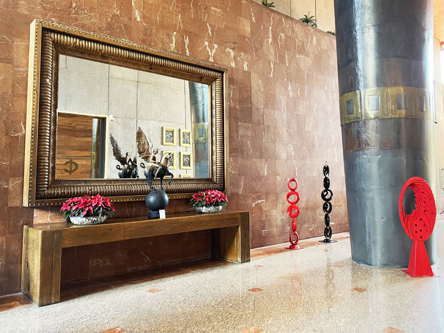Interior of the JW Marriott and a big mirror