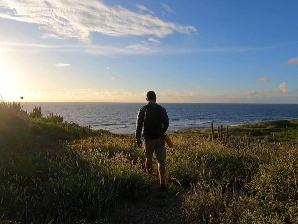 The author, Andrew Bloem during his hike in Jack & Isaac Bay Preserve at sunrise