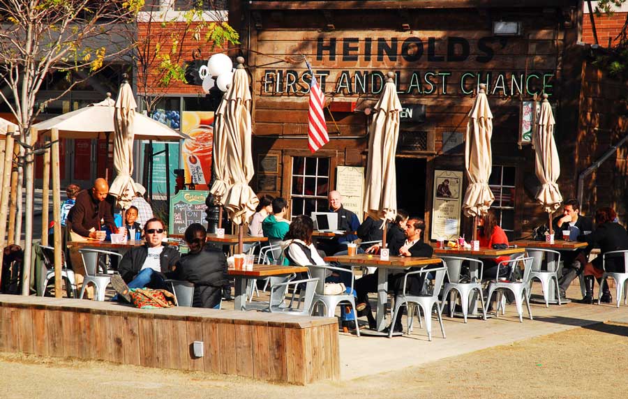 View of people enjoying their day on Jack London Square