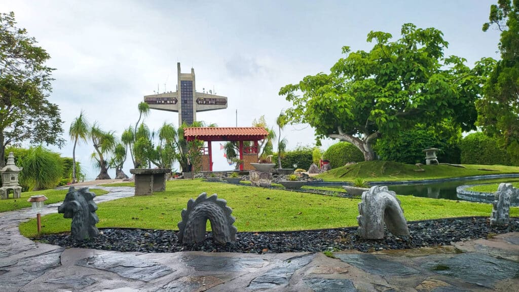 View of the Japanese Garden and Cruceta in Ponce on a gloomy day