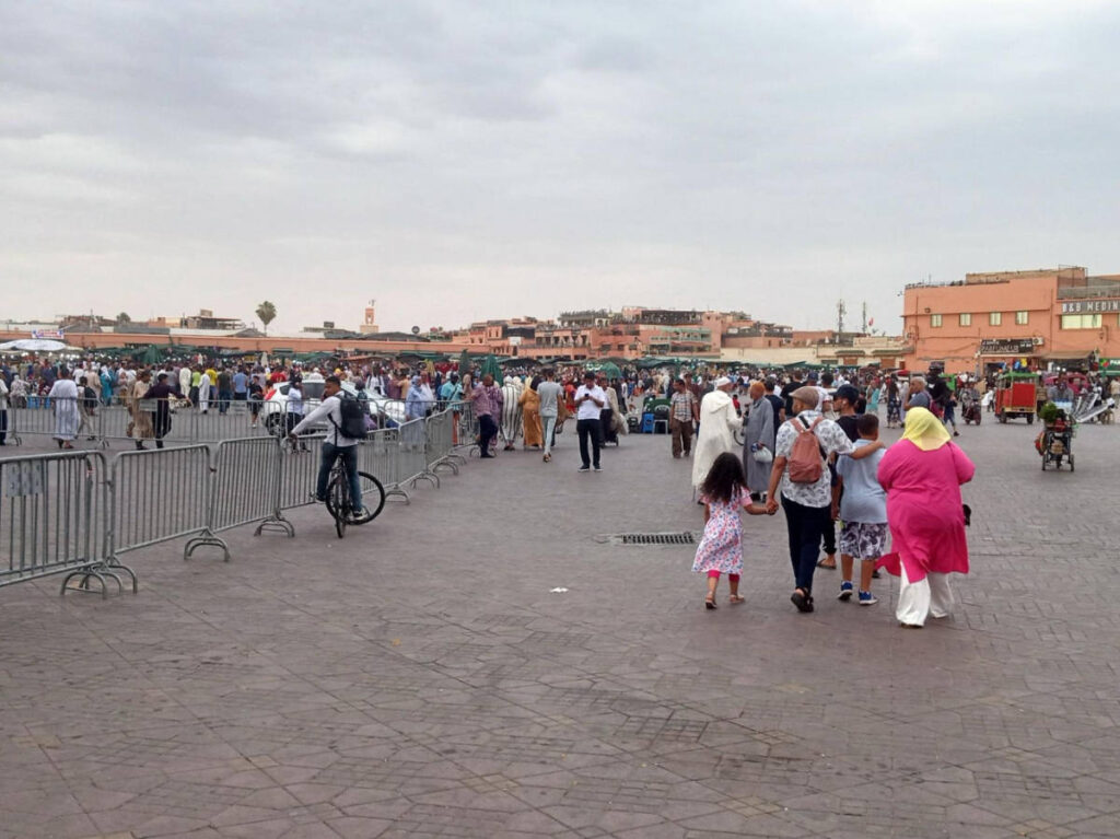 View of people roaming around in Jemaa el-Fnaa Square