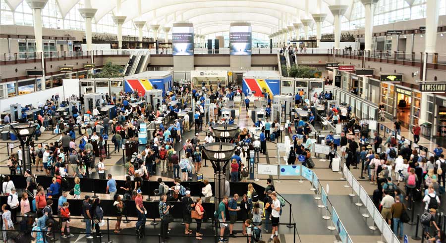 View of people at the Jeppesen Terminal