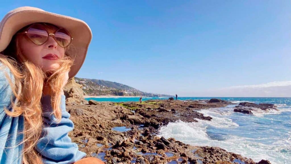 The author taking a selfie at the shoreline of Crystal Cove State Park