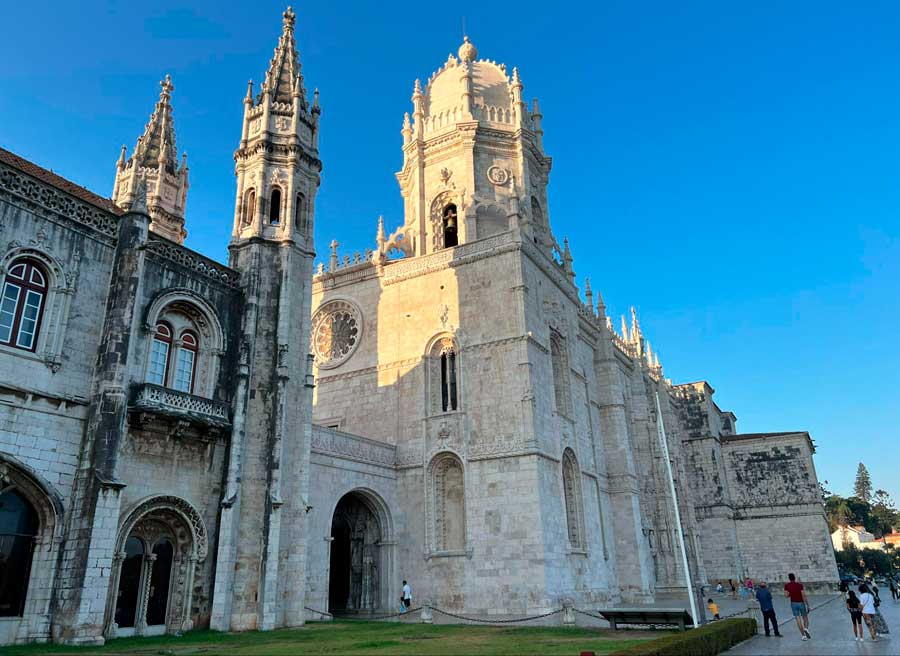 The Jerónimos Monastery under the clear blue sky in Lisbon