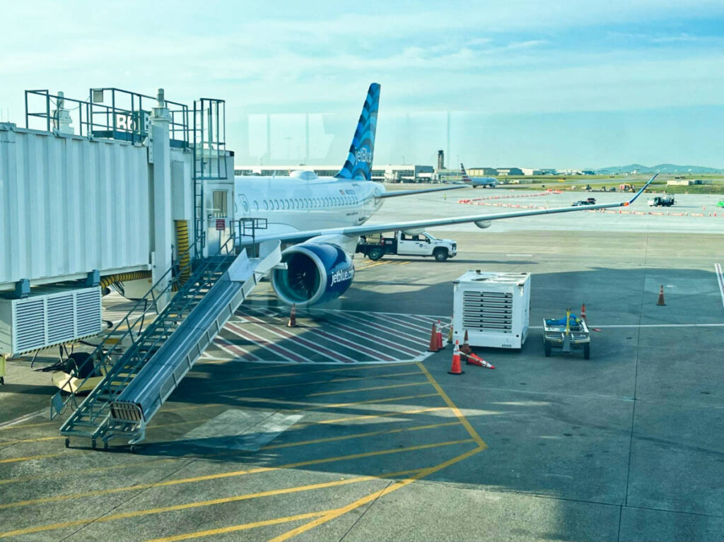 View of the JetBlue aircraft at the Nashville International Airport