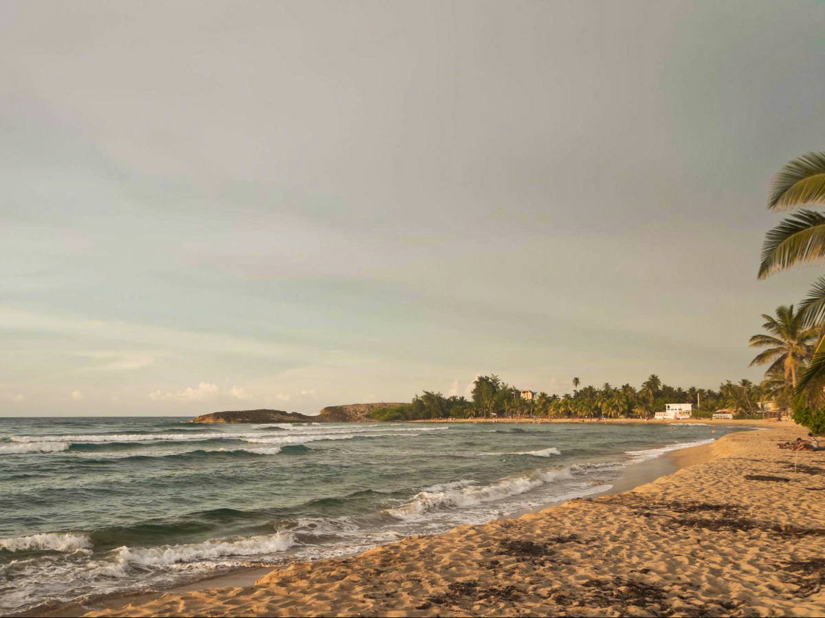 Scenic view of the west side of Jobos Beach at sunset