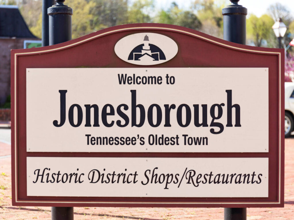 The welcome signage of Jonesborough