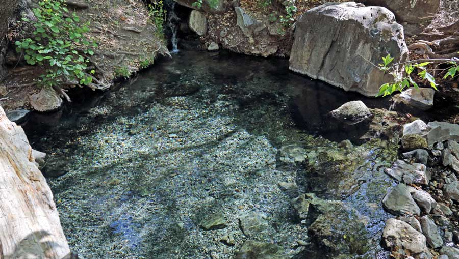View of the clear water at the Jordan Hot Springs