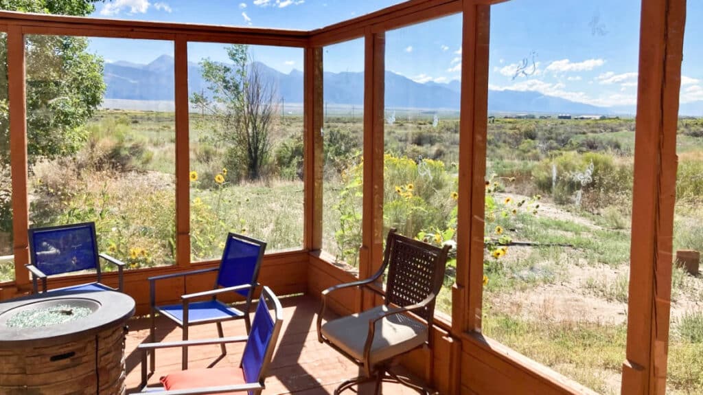 The seating area with scenic view from the glass windows