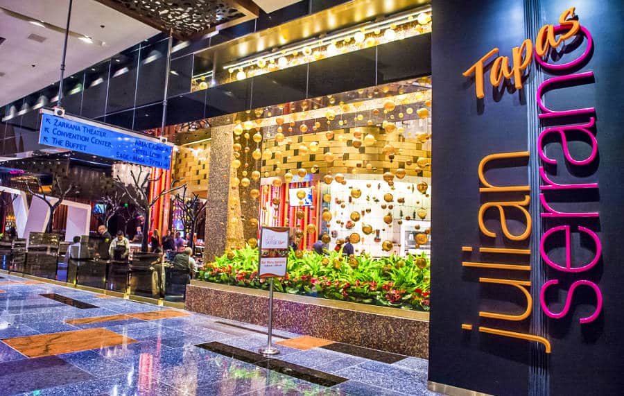 Exterior view of Julian Serrano restaurant inside the ARIA hotel.