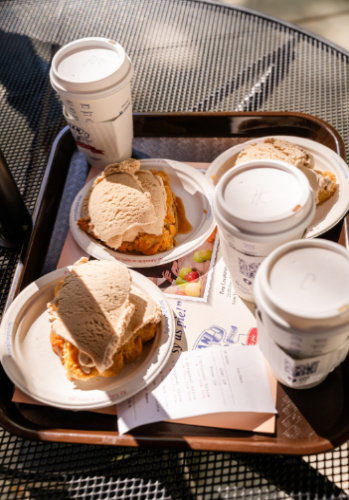 Julian's apple pie topped with ice cream