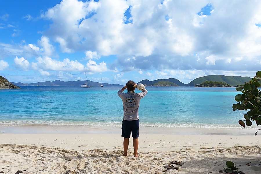 The author observing the Jumbie Beach
