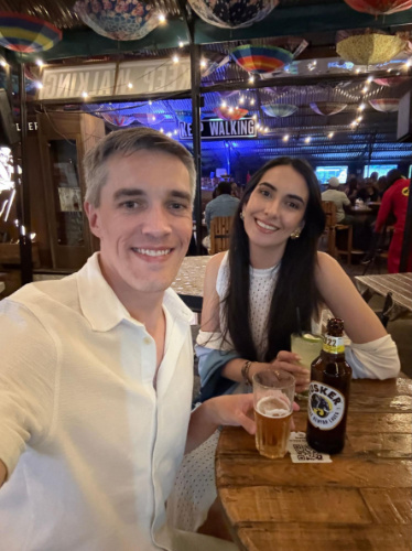 The author Nate Hake with her partner Clara Kesseler at the K1 Klub House in Westlands