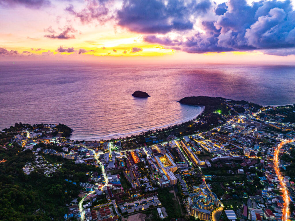 Scenic sunset views over the town of Kata