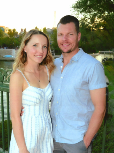 The author, Katie Neufeld with her husband during their date in Epcot