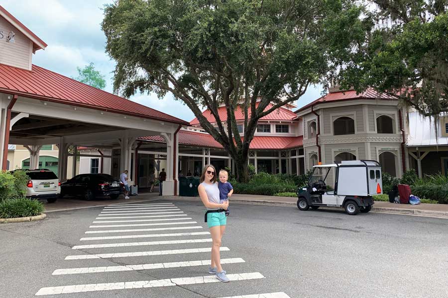 The author with her son in front of Disney’s Port Orleans Resort - Riverside