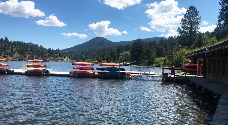 Colorful kayak boats in Evergreen