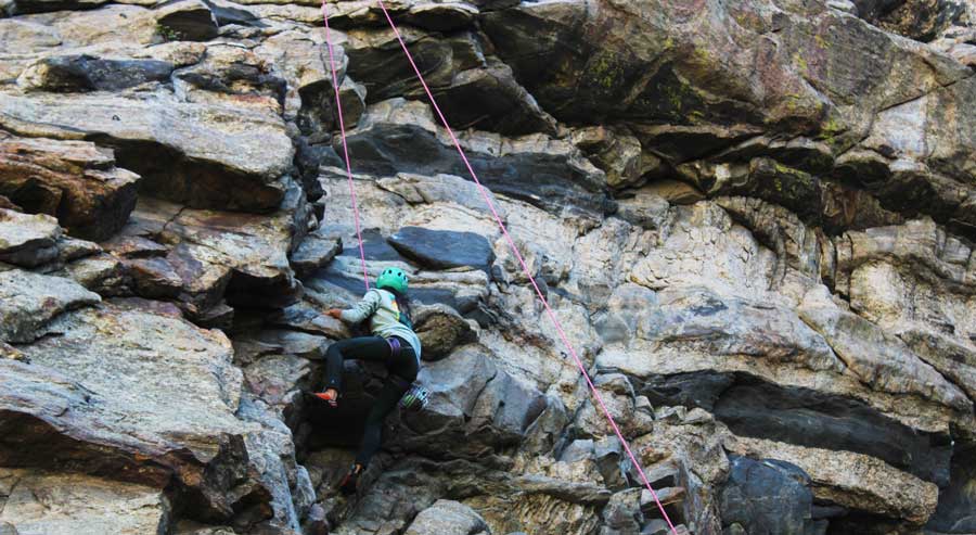 The author climbing in Rocky Mountain National Park