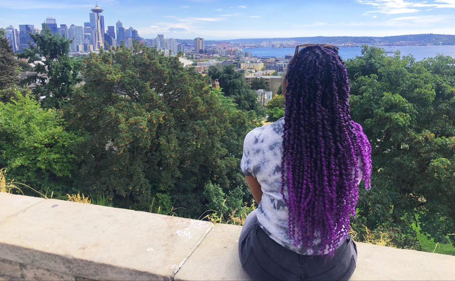 View of the author admiring Seattle from Kerry Park