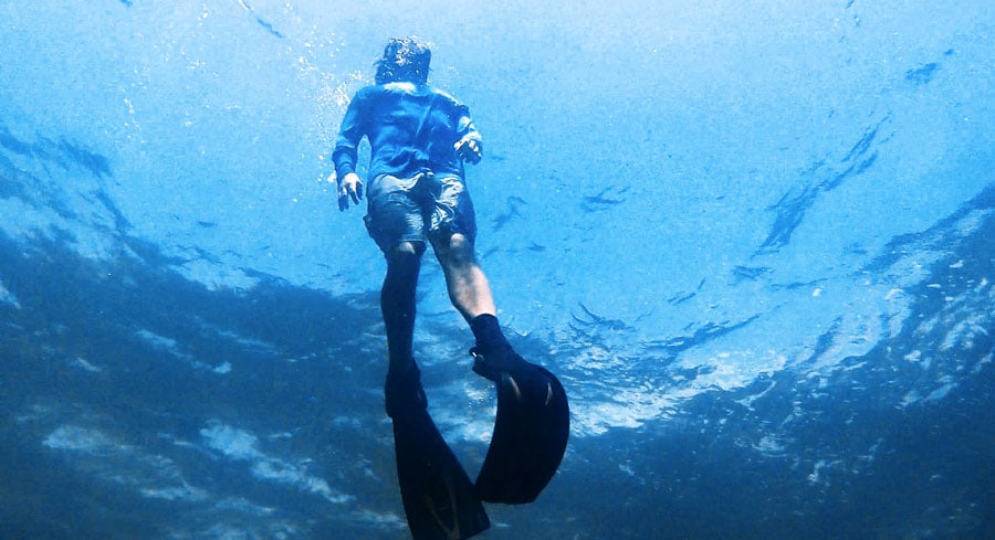 View of the author snorkeling