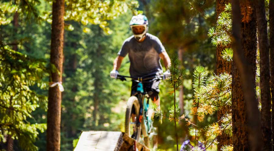 View of a man biking in Keystone Bike Park