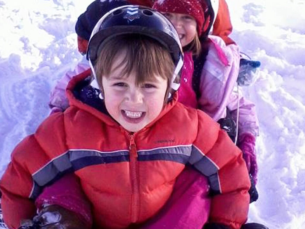 View of the kids enjoying the sledding
