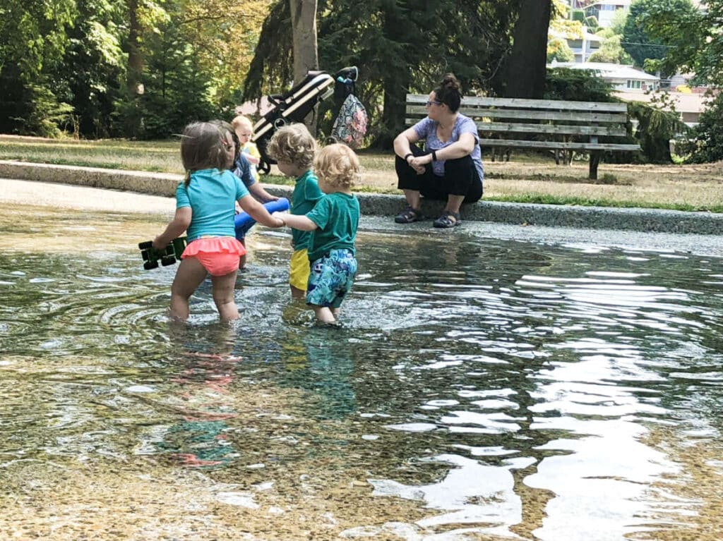 View of the kids playing at the Spray Parks and Wading Pools