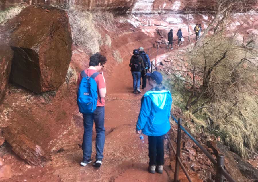 The author's kids during their hike in Zion National Park
