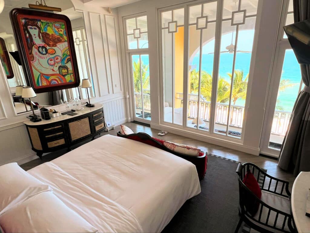 Beach view at the King Bed Emerald Bay Room in the Department of Fine Arts