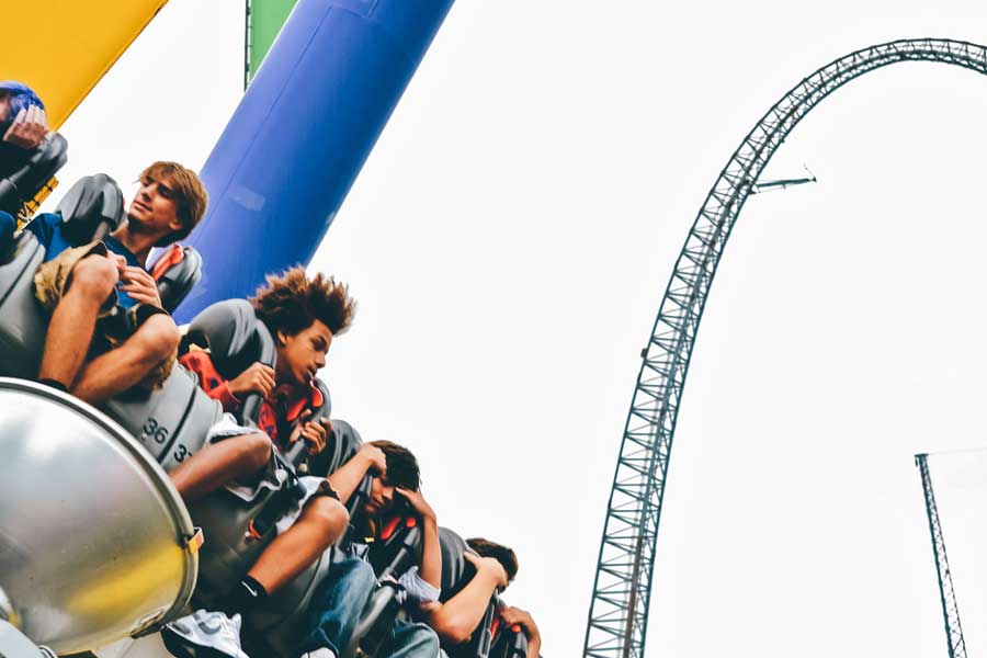 People on one of the rides in Kings Island