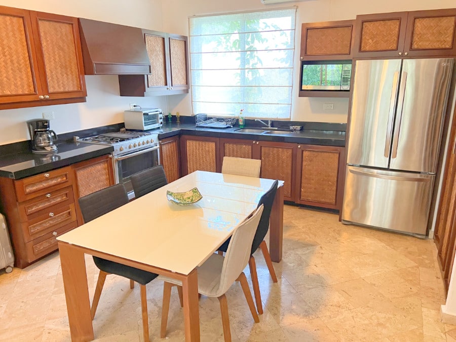 View of large kitchen at the Coco Village Tulum hotel and apartments