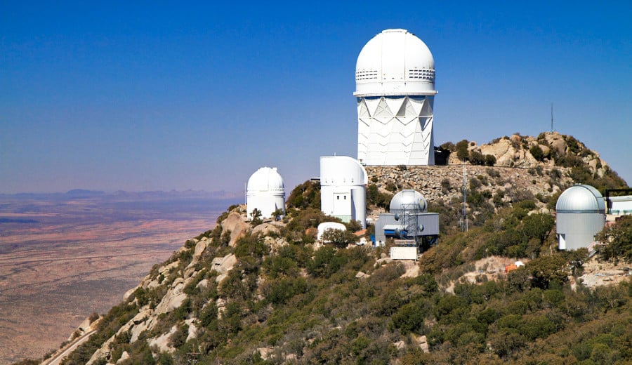 Stunning view of the Kitt Peak National Observatory at the top of the mountain.