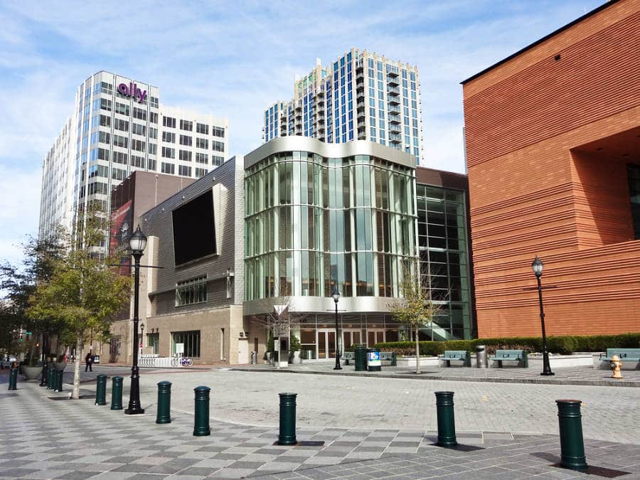 Façade of the Knight Theater and the nearby buildings