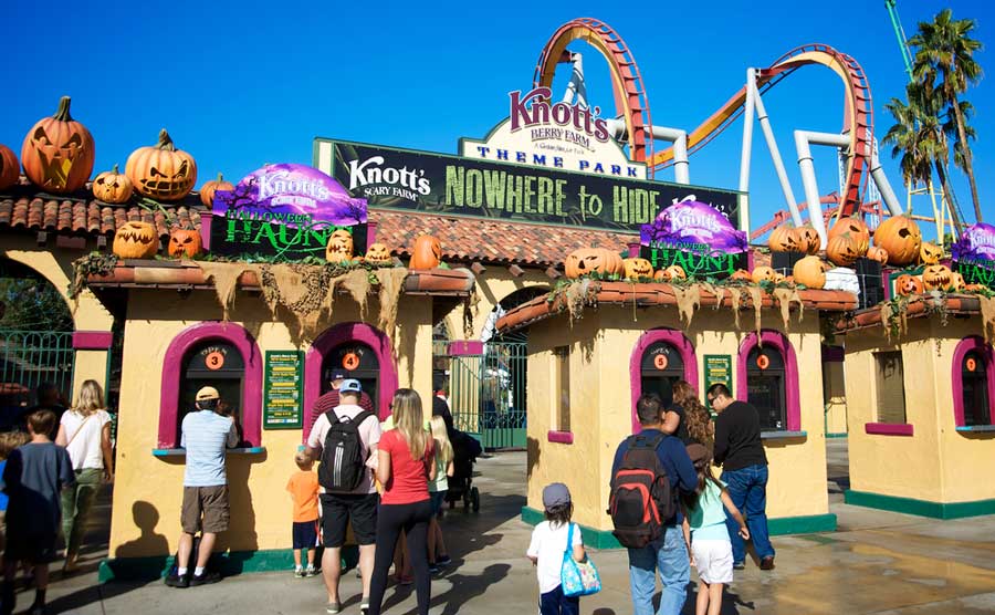 People outside the Knott’s Berry Farm