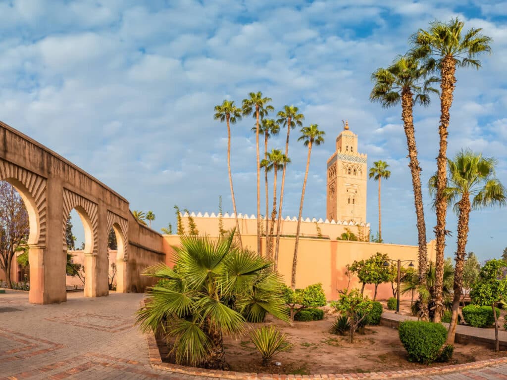 View of the Koutoubia Mosque in Marrakesh, Morocco