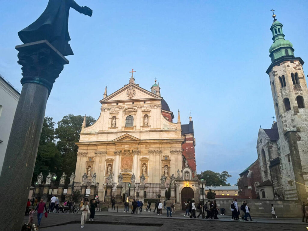 View of the Old Town Church in Krakow from a distance