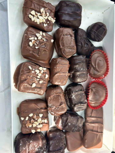 A box with a variety of chocolates