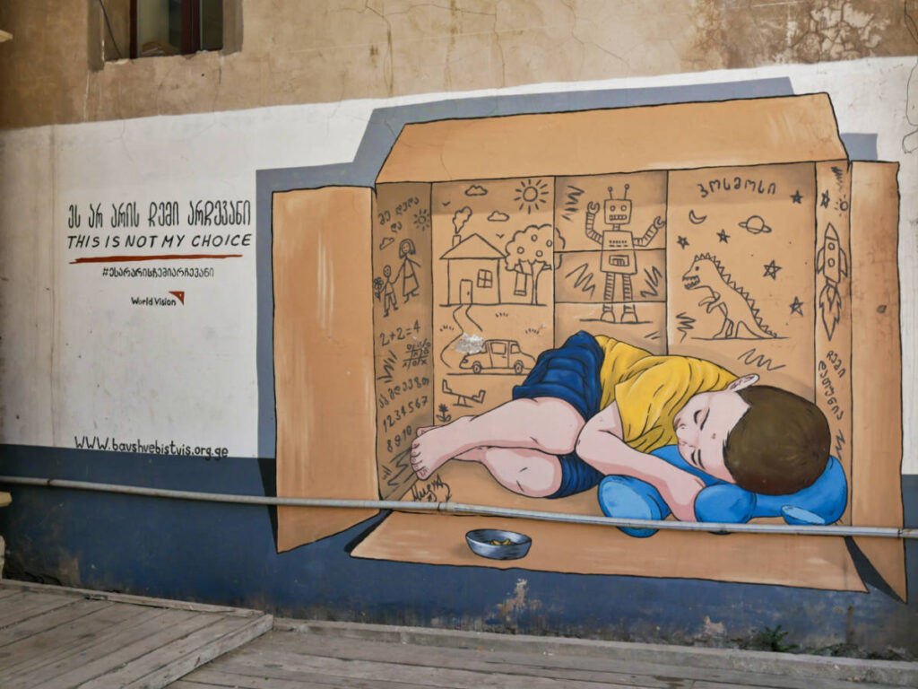 View of the contemporary art graffiti in Kutaisi